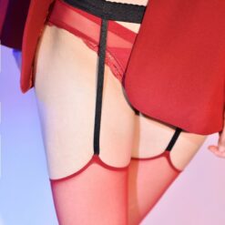 Ultra Thin See Through Nylon Garter Stockings Black Garter Red Stockings3