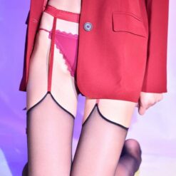 Ultra Thin See Through Nylon Garter Stockings Red Garter Black Stockings2