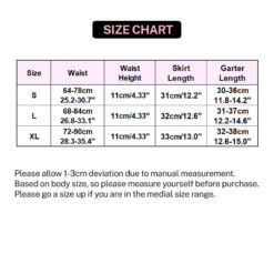 Cute Sissy See Through Corset Mini Skirt With Garters Size Chart