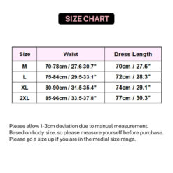 Femboy Cheerleader Dress Costume Size Chart
