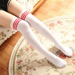 Girly Dream Over-Knee Striped Stockings Model Red Stripes