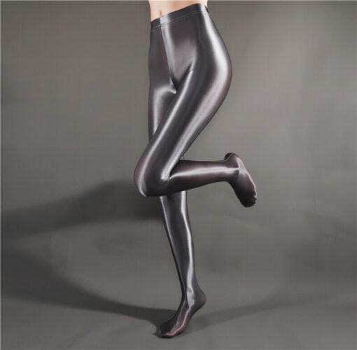 Glossy Goddess Tights for Male Sissies Grey1