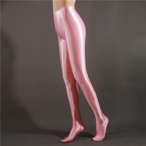Glossy Goddess Tights for Male Sissies Pink3