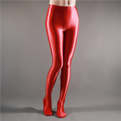 Glossy Goddess Tights for Male Sissies Red2