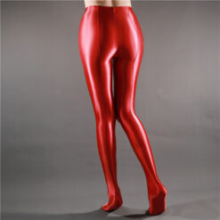 Glossy Goddess Tights for Male Sissies Red4