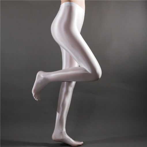 Glossy Goddess Tights for Male Sissies White2