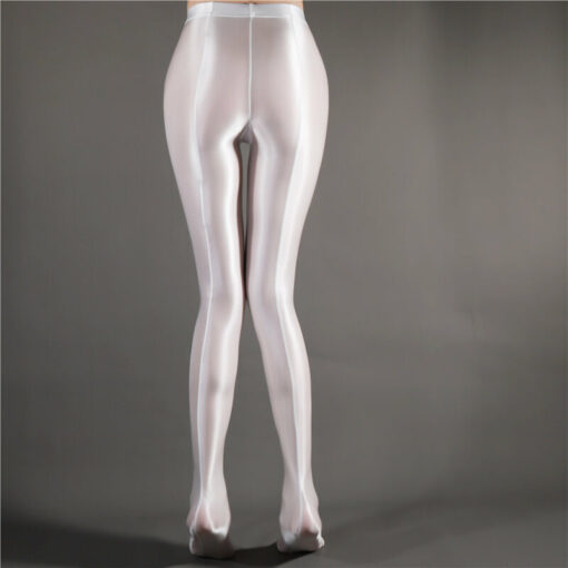 Glossy Goddess Tights for Male Sissies White4