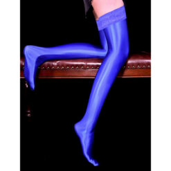Glossy Plus-Size Overknee Nylon Stockings Blue4