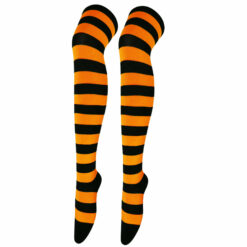 Kawaii Lolita Stripe Stockings Thick Orange And Black Stripes