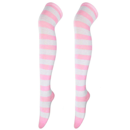 Kawaii Lolita Stripe Stockings Thick Pink Stripes