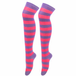 Kawaii Lolita Stripe Stockings Thick Purple And Red Stripes