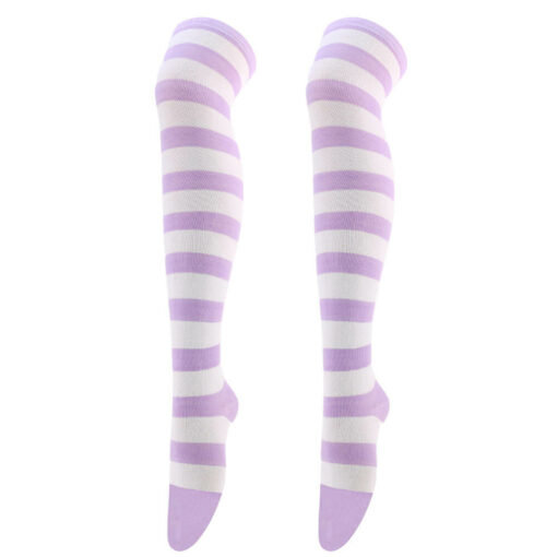 Kawaii Lolita Stripe Stockings Thick Purple Stripes
