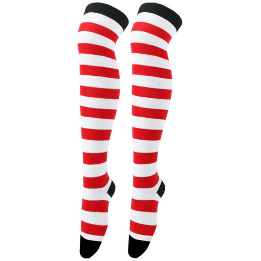 Kawaii Lolita Stripe Stockings Thick Red Stripes