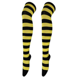 Kawaii Lolita Stripe Stockings Thick Yellow And Black Stripes