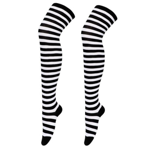Kawaii Lolita Stripe Stockings Thin Black Stripes