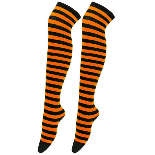 Kawaii Lolita Stripe Stockings Thin Orange And Black Stripes