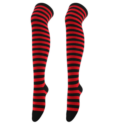 Kawaii Lolita Stripe Stockings Thin Red And Black Stripes