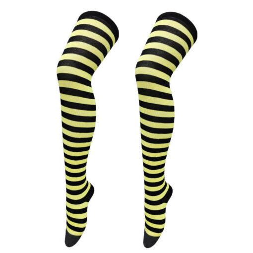 Kawaii Lolita Stripe Stockings Thin Yellow And Black Stripes