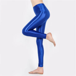 Seductive Nylon Glossy Sissy Leggings Blue3