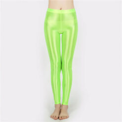 Seductive Nylon Glossy Sissy Leggings Green1
