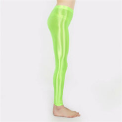 Seductive Nylon Glossy Sissy Leggings Green2