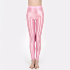 Seductive Nylon Glossy Sissy Leggings Pink1