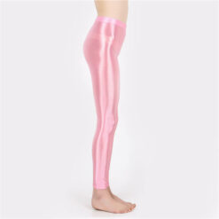 Seductive Nylon Glossy Sissy Leggings Pink3