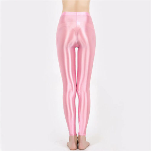 Seductive Nylon Glossy Sissy Leggings Pink4