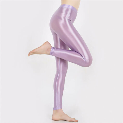 Seductive Nylon Glossy Sissy Leggings Purple2
