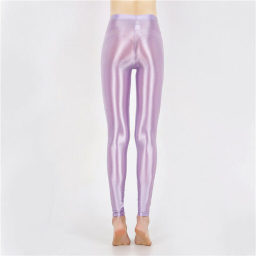 Seductive Nylon Glossy Sissy Leggings Purple3