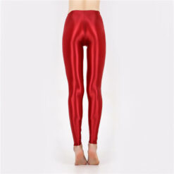 Seductive Nylon Glossy Sissy Leggings Red3