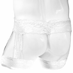 Femboy Lace Bandage Panties With Garter White Model Back