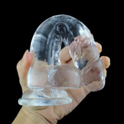 Adam And Eve Pink Clear Jelly Realistic Dildo With Balls Clear3