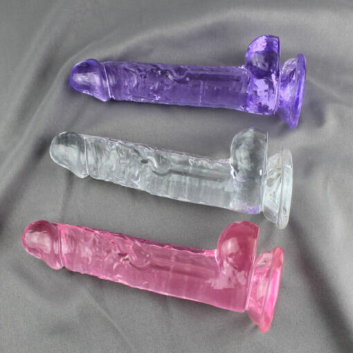 Adam And Eve Pink Clear Jelly Realistic Dildo With Balls Multiple Colors
