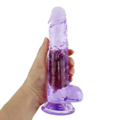 Adam And Eve Pink Clear Jelly Realistic Dildo With Balls Purple1