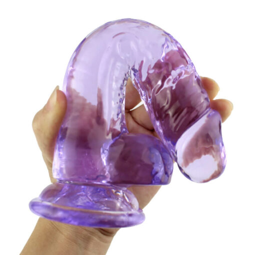 Adam And Eve Pink Clear Jelly Realistic Dildo With Balls Purple3
