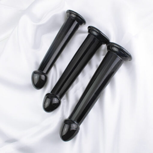 Clear Dildo Butt Plugs With Suction Cup Black2