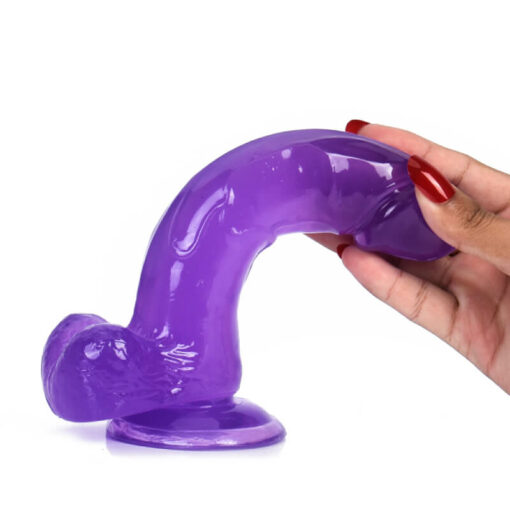 Clear Jelly Dildo With Balls Purple4