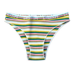 Feminine Rainbow Striped Tucking Gaff Panty Green1