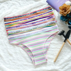 Feminine Rainbow Striped Tucking Gaff Panty Multi Color1