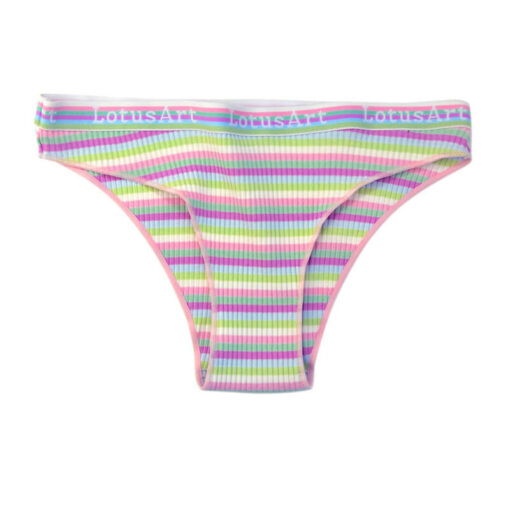 Feminine Rainbow Striped Tucking Gaff Panty Pink