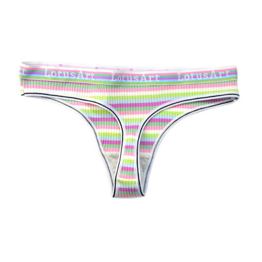 Feminine Rainbow Striped Tucking Thong Pink