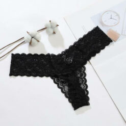 Plus Size Femboy Lace Thong Black