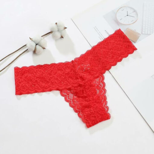 Plus Size Femboy Lace Thong Red