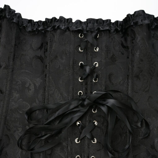Plus Size Gothic Overbust Floral Patterned Corsets Black Details1