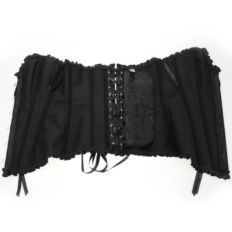 Plus Size Lilith Vintage Black Lace And Cotton Steel Boned Corset