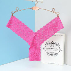 V-Shape Femboy French Cut Full Lace Thong Pink Flat