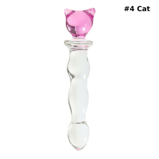8in Glass Pink Heart Magic Wand Beaded Dildos Cat