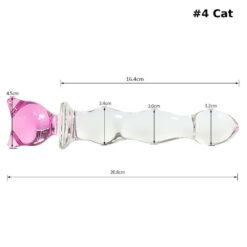 8in Glass Pink Heart Magic Wand Beaded Dildos Cat Size