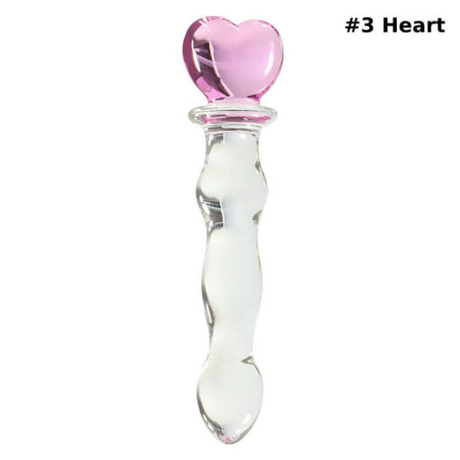 8in Glass Pink Heart Magic Wand Beaded Dildos Heart